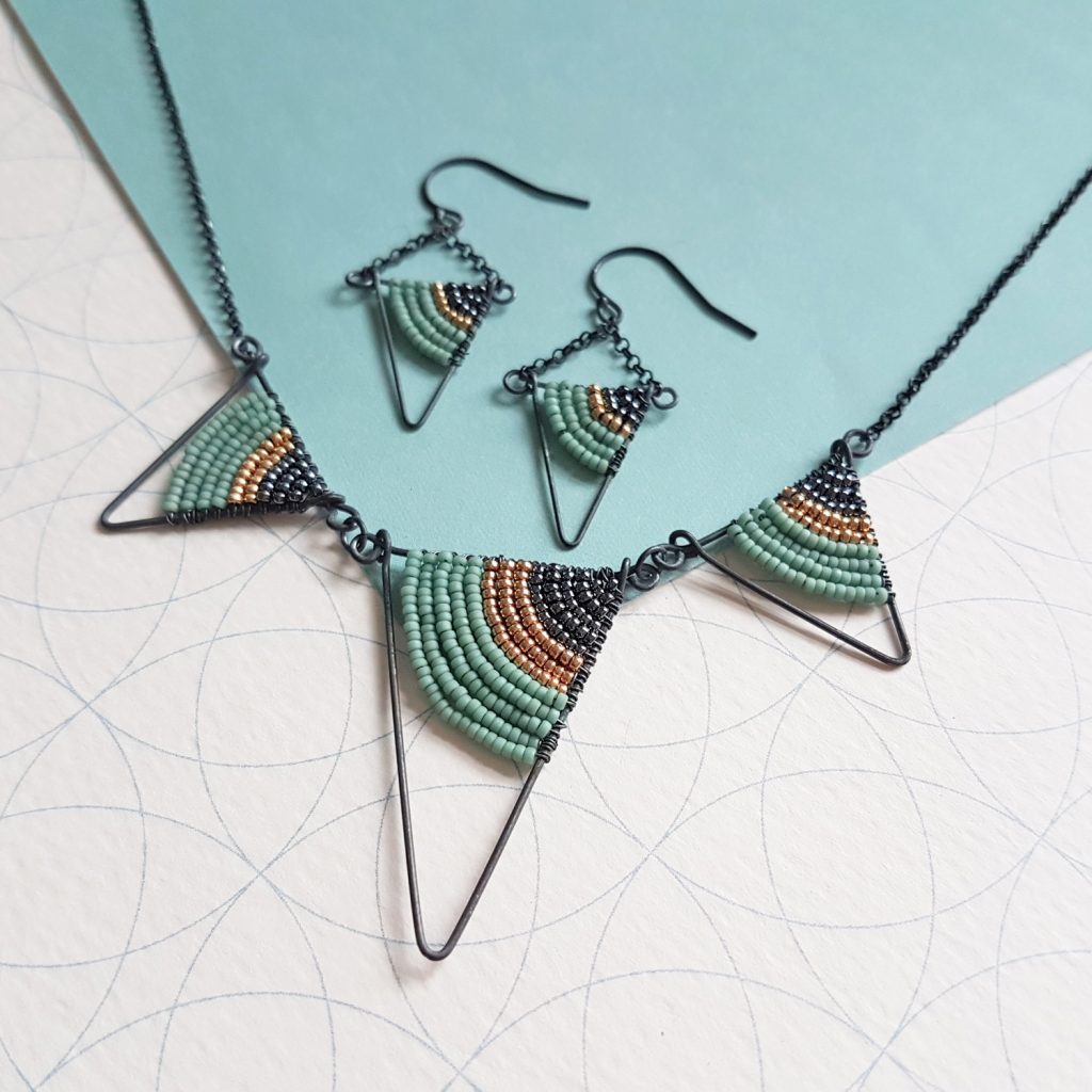 Geometric Necklace and Earrings