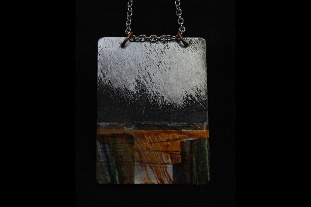 Liz Samways Aluminium collage pendant (2)