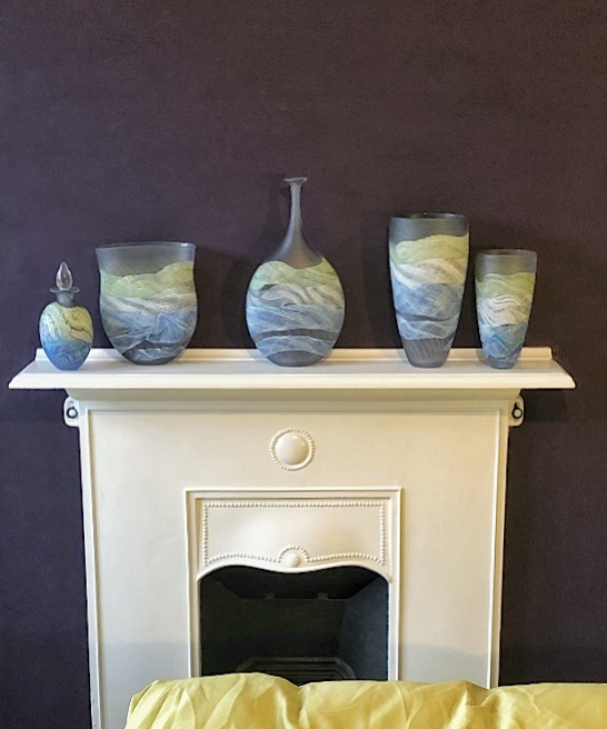 Thomas Petit Glass – Sea Shore – Grey Skies – Fireplace Group
