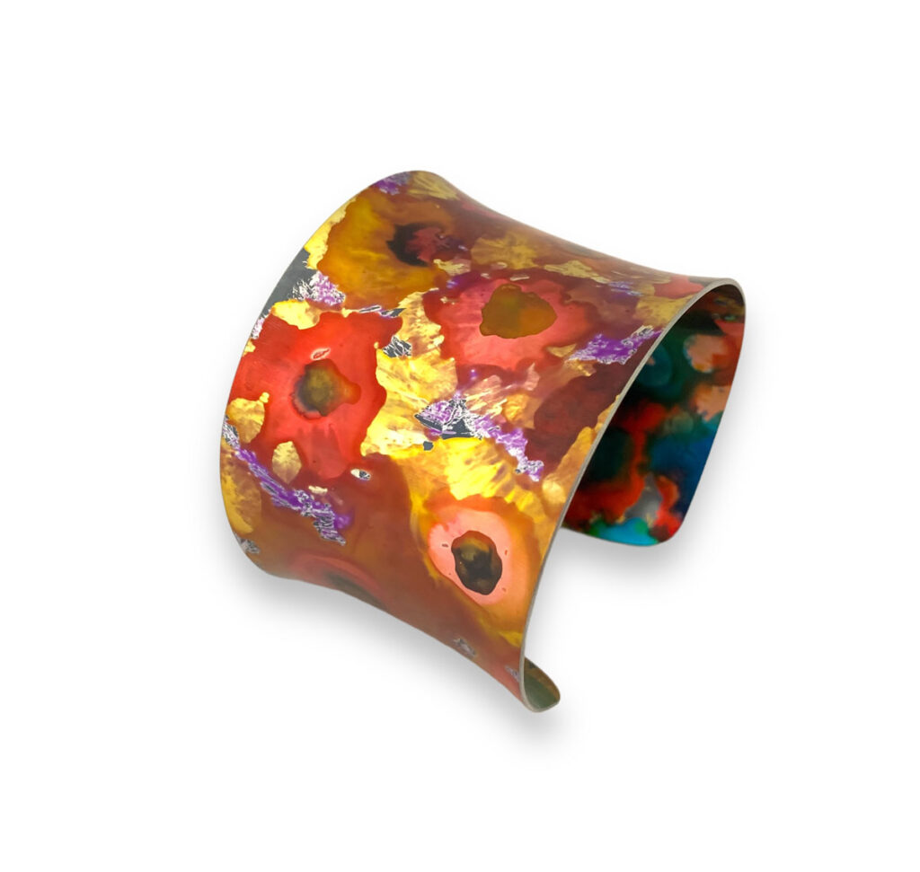 abstract-floral-red-orange-gold-purple-anodised-aluminium-cuff-bracelets-bangles-earrings-rings-open-ended-adjustable-very-colourful-jewellery-by-miranda-peckitt-17